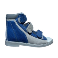 Apavi T-537, ortopēdiskie, ar augstu kapi, 21. izmērs, zilā/pelēkā krāsa