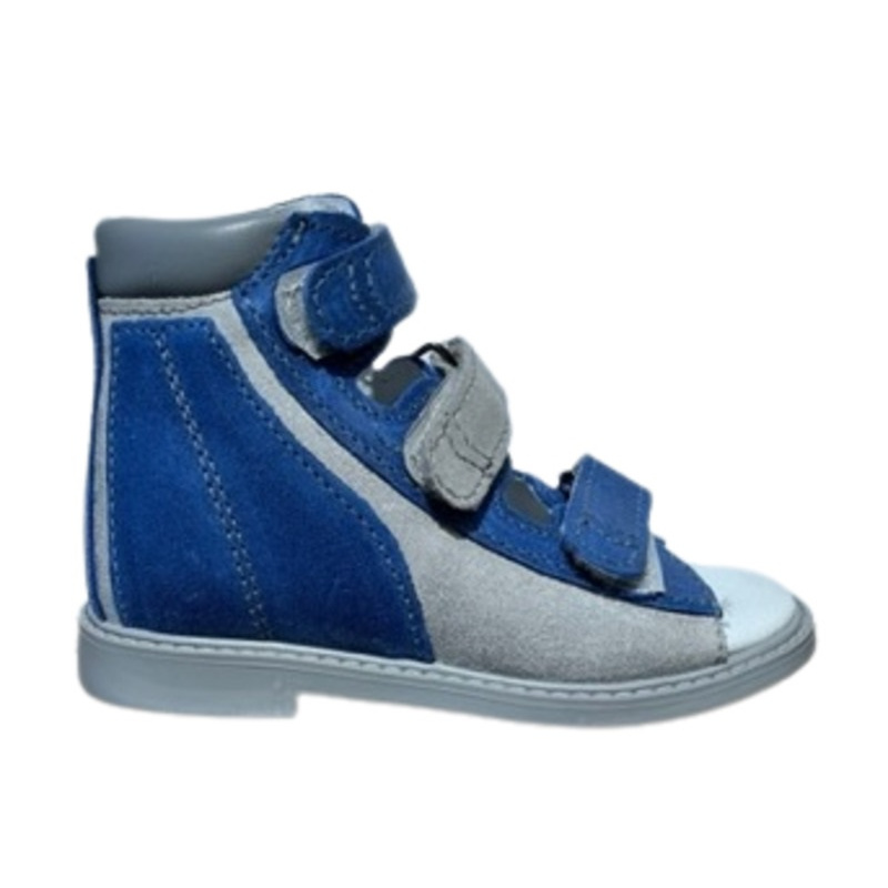 Apavi T-537, ortopēdiskie, ar augstu kapi, 21. izmērs, zilā/pelēkā krāsa