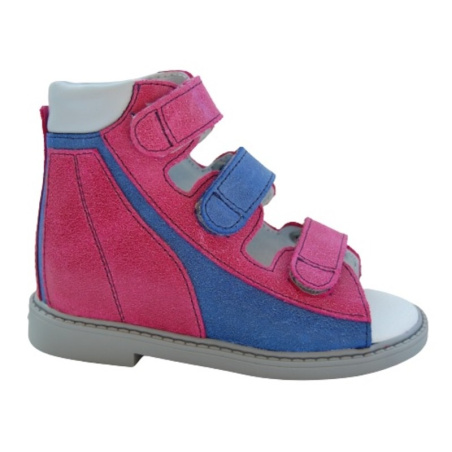 Apavi T-537, ortopēdiskie, ar augstu kapi, 27. izmērs rozā/zilā krāsa