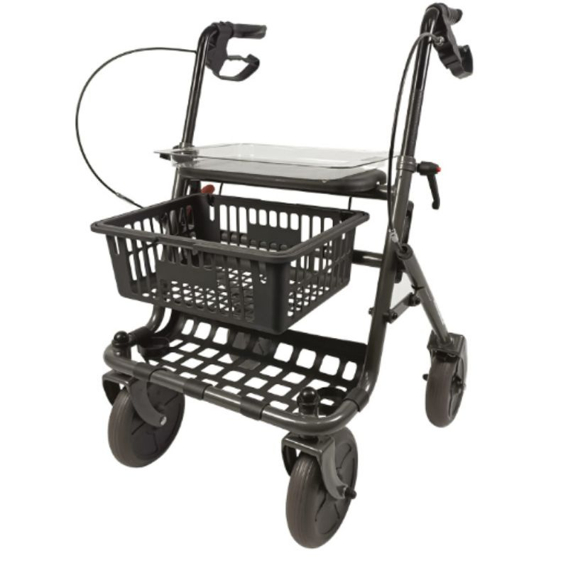 Rollators ar 4 riteņiem, ar paplāti, svara izturība 130kg